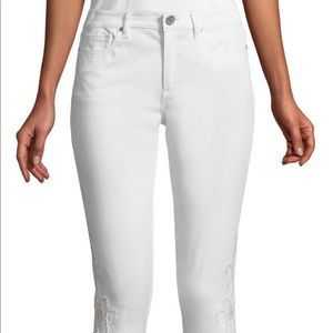 Elie Tahari embellished white denim